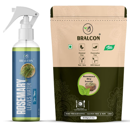 BRALCON Rosemary Leaves Water for Hair - 200ml with Rosemary Dry Leaves - 100g Combo Pack