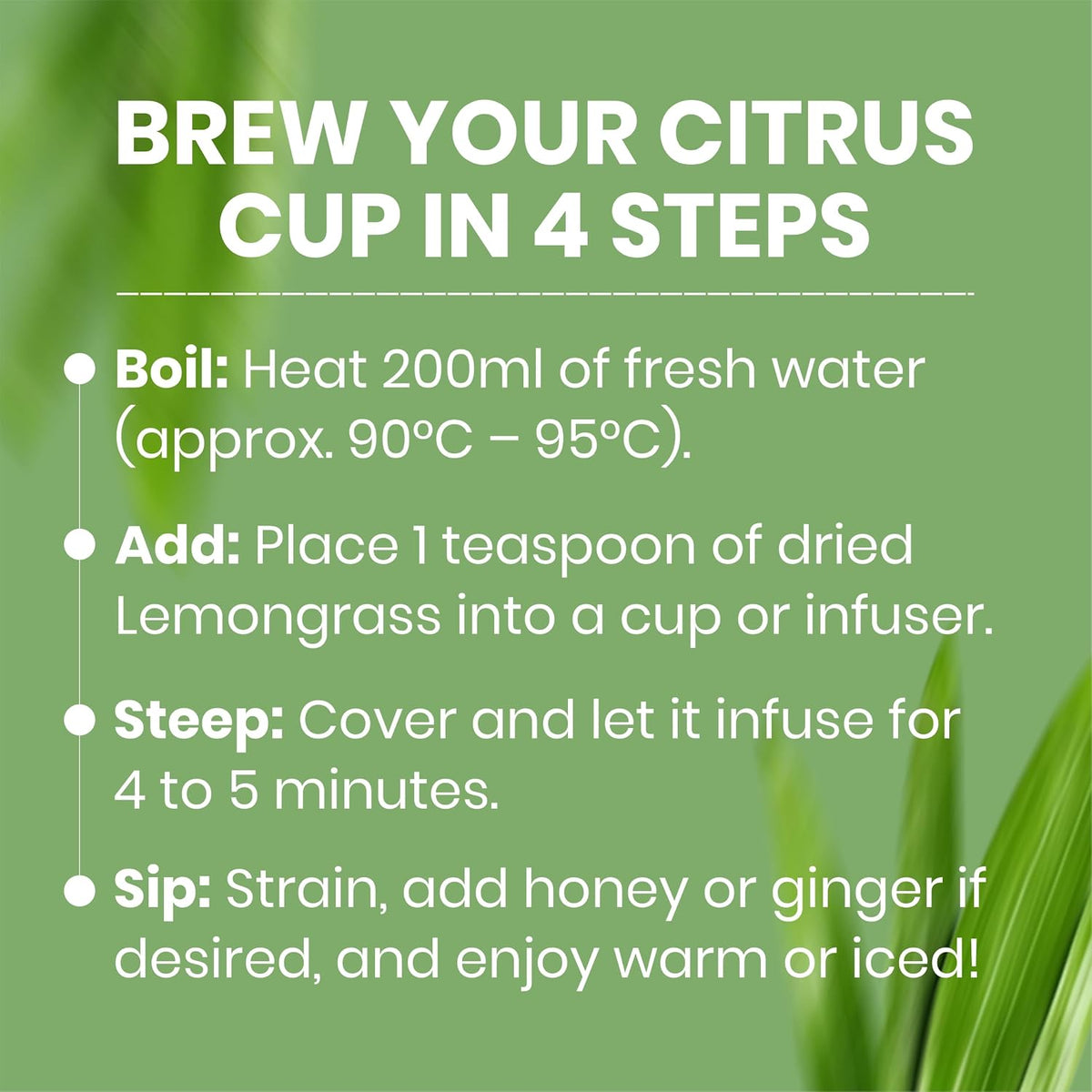 REORIC Lemongrass Herbal Tea 50g | Dried Lemongrass Leaf Infusion | Citrus Aromatic Herbal Tea Blend | Daily Hot Refreshment Brew