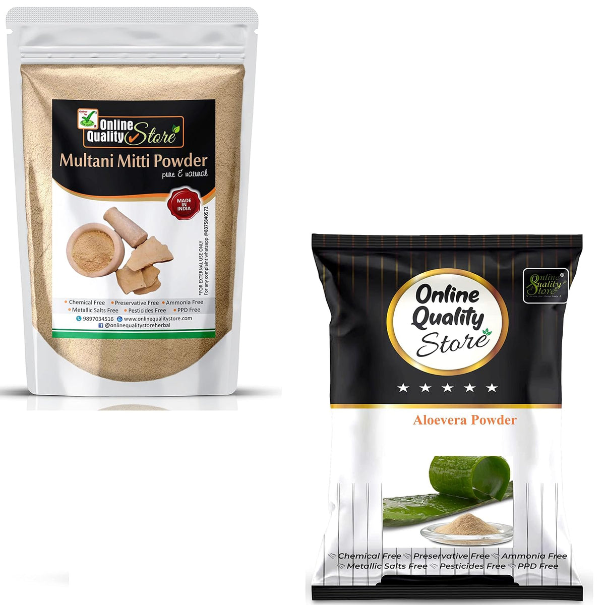 100 % Pure Herbal Multani Mitti (powder form) - 300gms and aloe vera powder-100gms