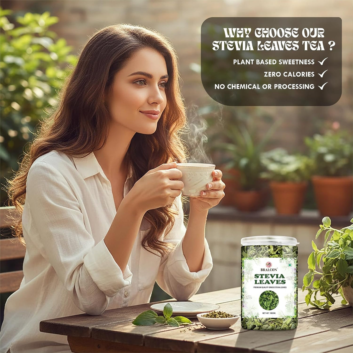 BRALCON Sugarfree Sweetener - 100% Pure Stevia Leaves Extract - Natural Stevia Dry Leaves 100gm
