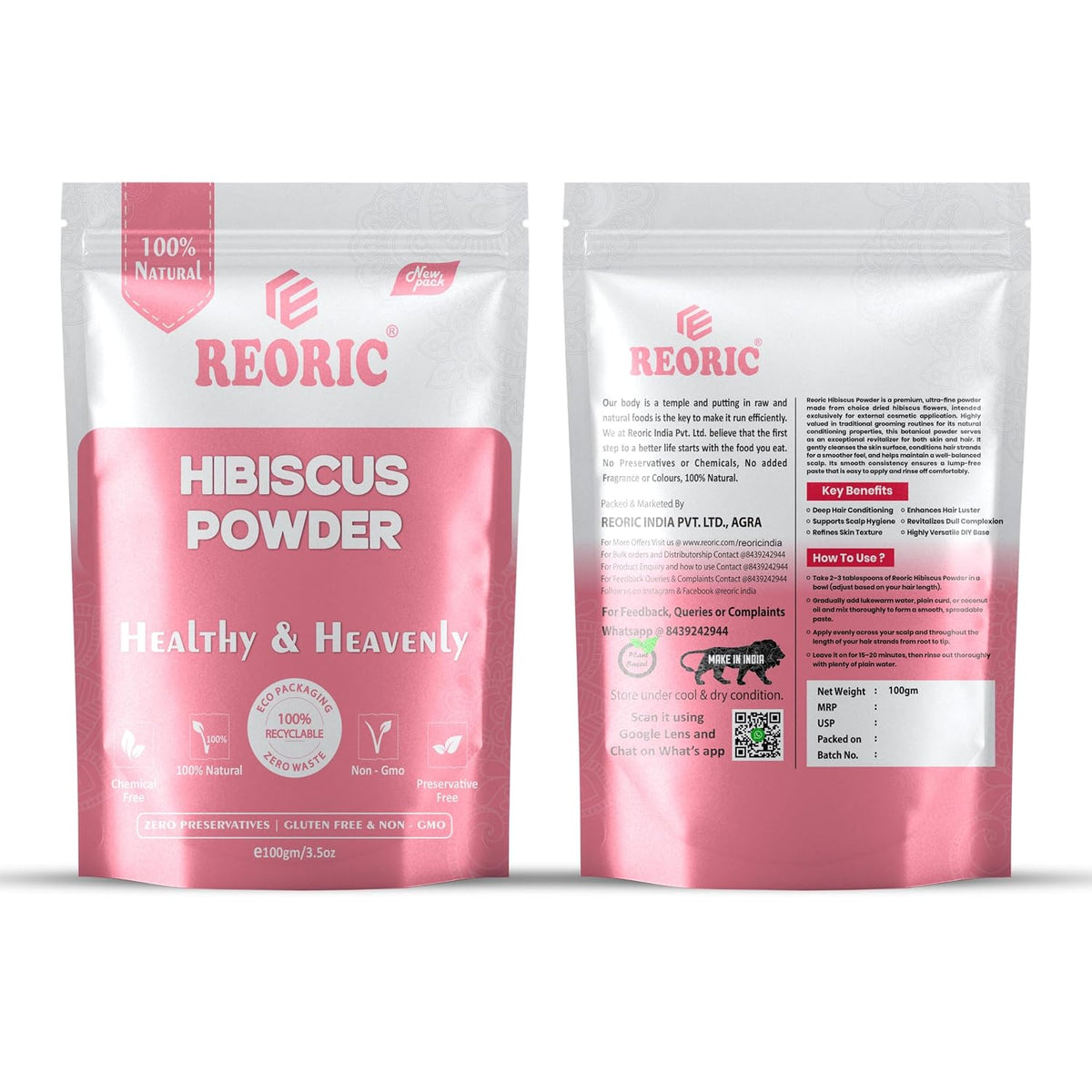 REORIC Hibiscus Powder for Hair and Skin Care -100g