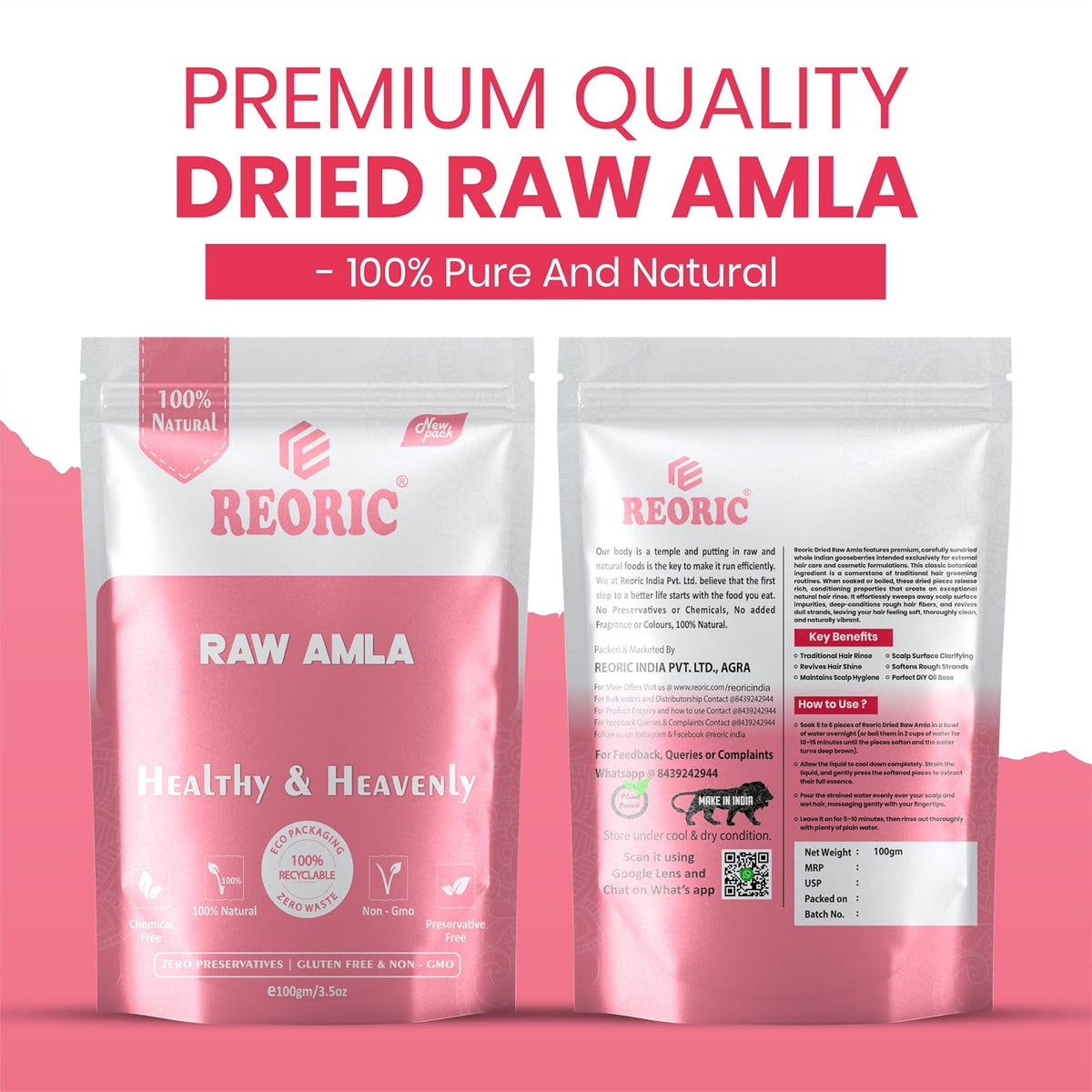 Reoric Raw Dried Amla for Hair Care - 100g