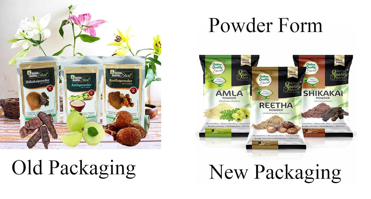 Online Quality Store Amla, Reetha, Shikakai Powder Combo powder Pack for Hair |hair pack powder combo |hair care products |reetha amla shikakai combo powder |natural products for hair |products for hair (Pack of 3 ,Total 380g Pack)