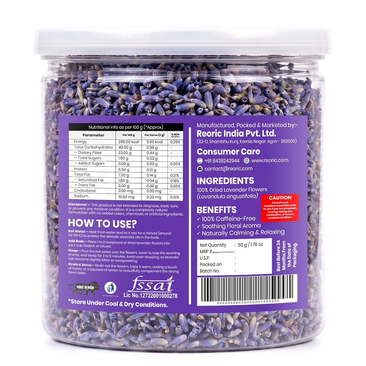 REORIC Lavender Herbal Infusion Tea 50g
