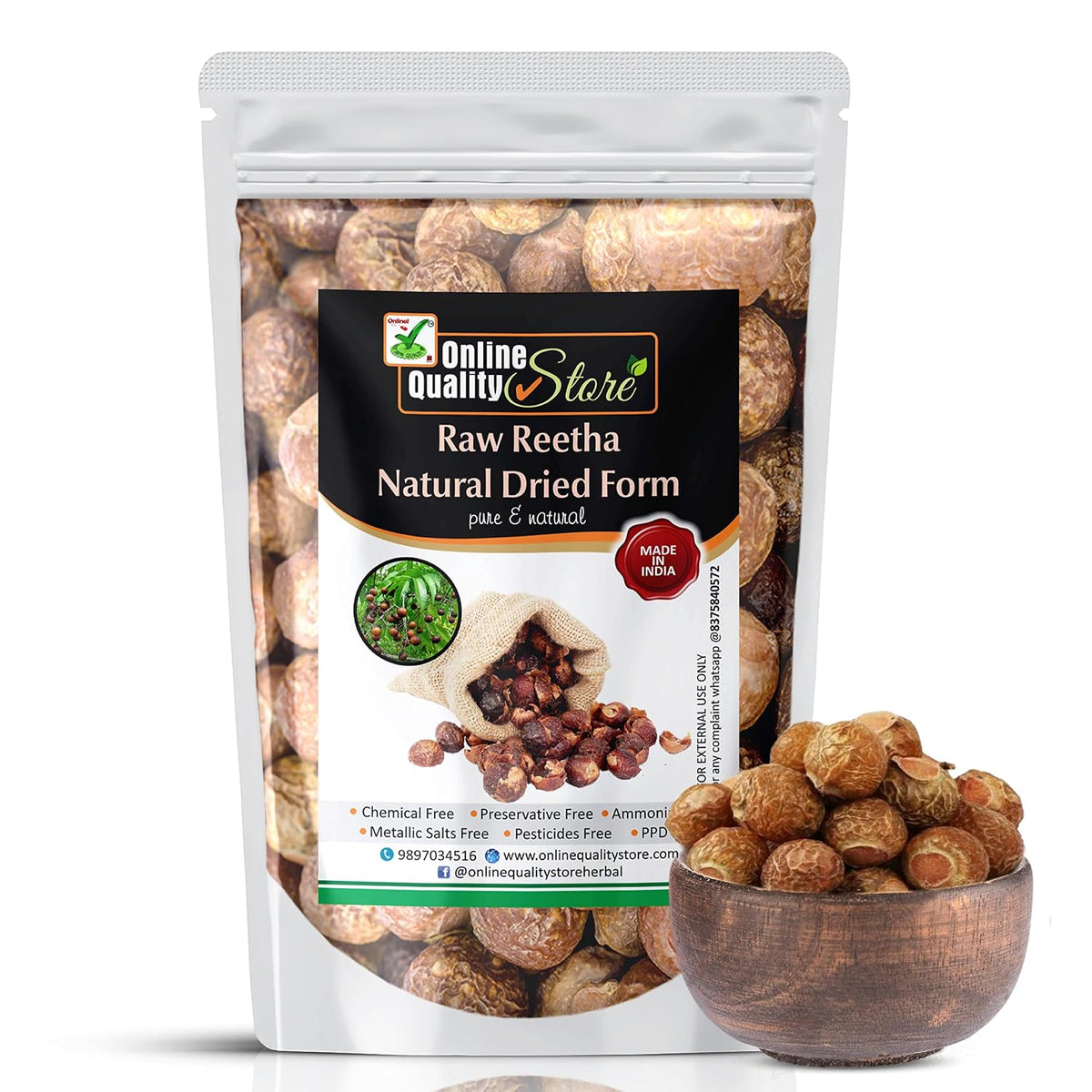 Online Quality Store Reetha Amla Shikakai (Raw Form) Combo Pack, 900 g (Pack of 3)