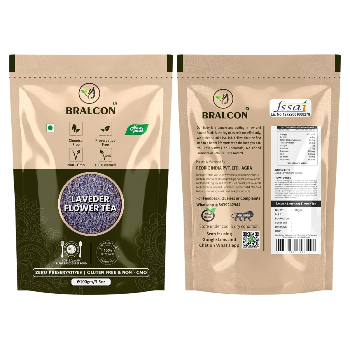 Bralcon Premium Dried Lavender Flower Tea 30g