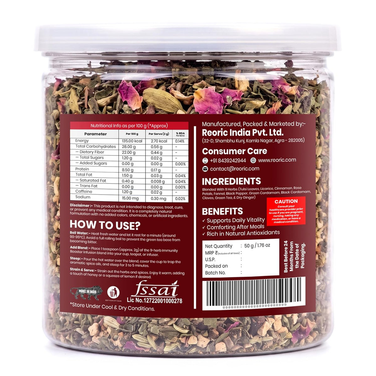REORIC Herbal Tea 50g | Traditional 11 Spice & Botanical Infusion | Loose Herbal Brew