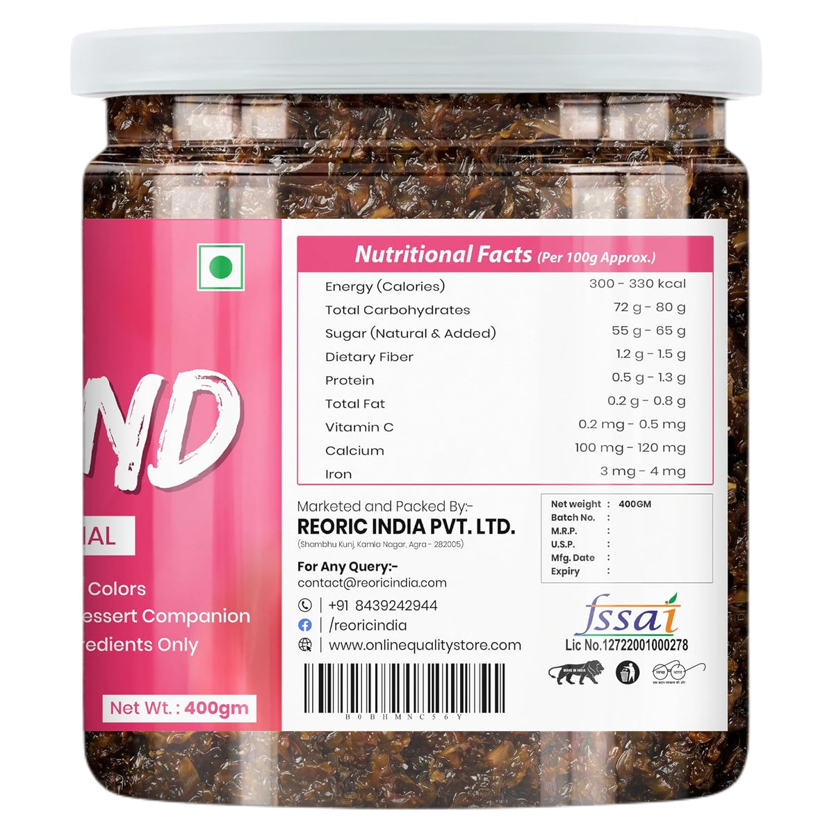 REORIC Gulkand Rose Petal Preserve 400g