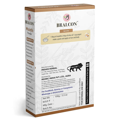 BRALCON Multani Mitti, Orange, Mulethi Powder Combo -300g(100g x 3 Pack) for Skin, Face Pack, Hair