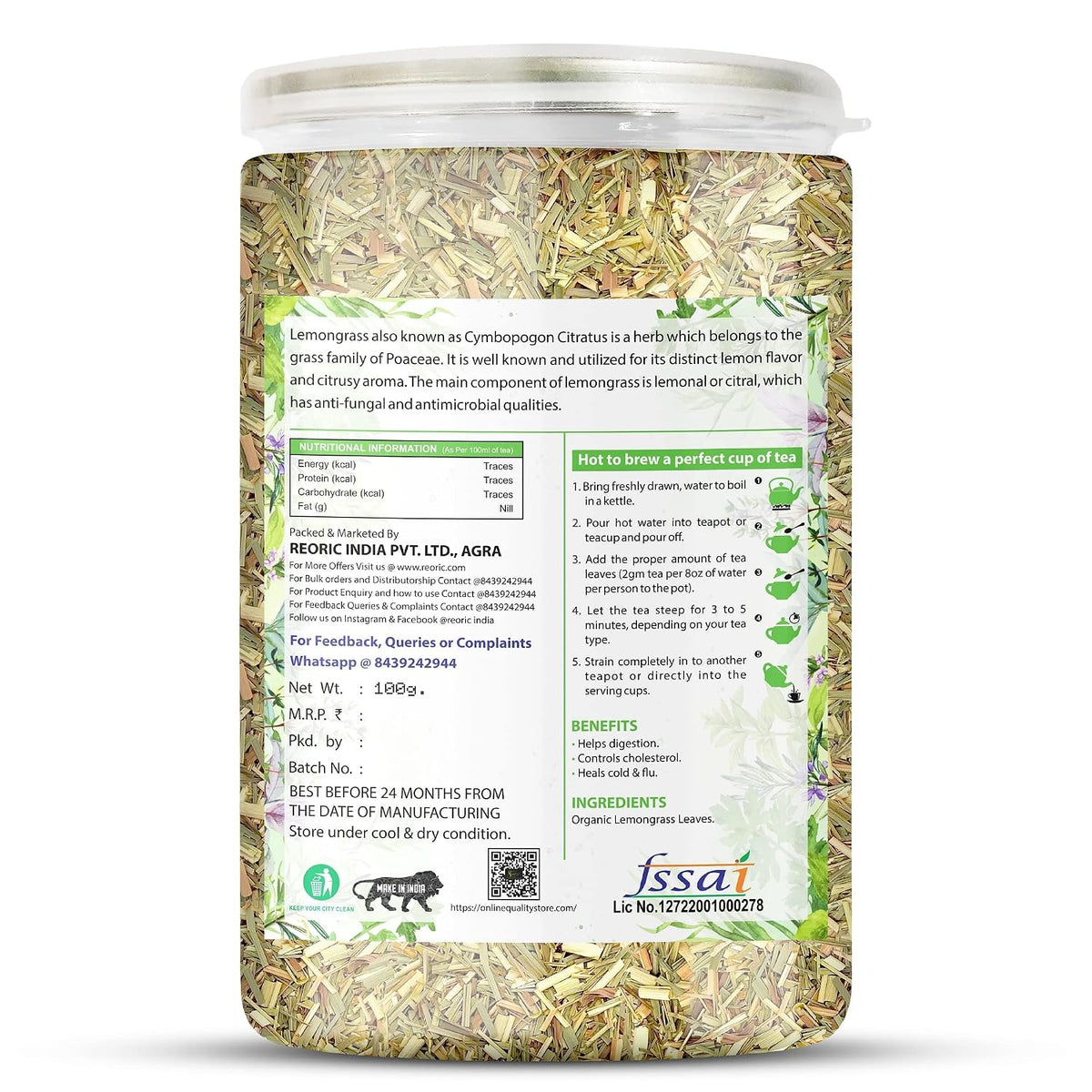 BRALCON Hibiscus Flower Tea,Butterfly Pea Flower Tea,Chamomile Flower Tea,Lemongrass Tea-400g(100g x 4 Pack)
