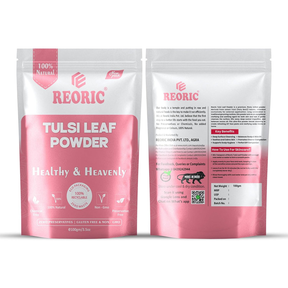 Reoric Pure Tulsi Powder -100g
