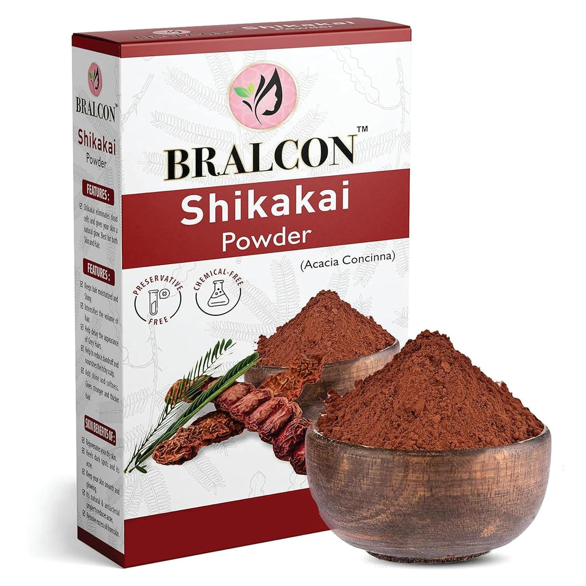BRALCON Organic Amla Powder, Reetha Powder, Shikakai Powder, Bhringraj Powder, Hibiscus Powder, Henna Powder, Indigo Powder Combo-700g(100g x 7 Pack)