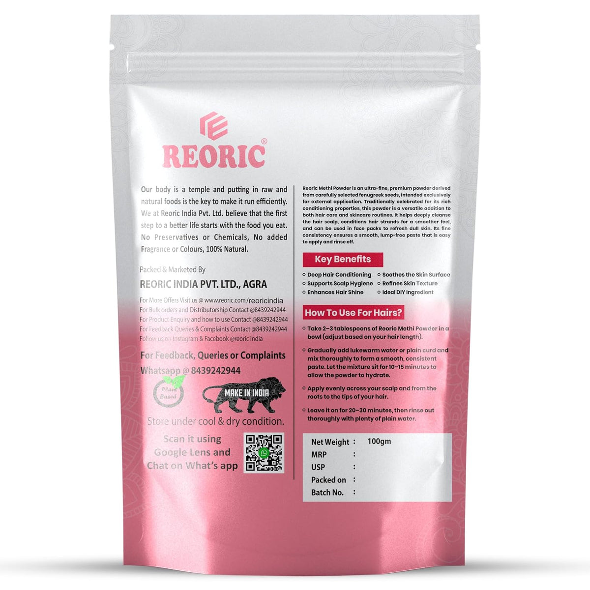 REORIC Methi Powder for Hair Care -100g