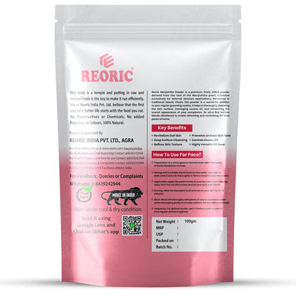 REORIC Manjistha Powder for Face Pack & Skin Care -100g