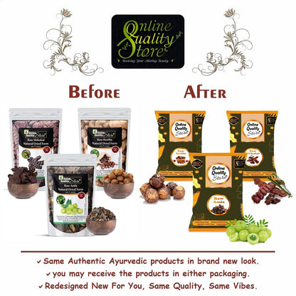 Online Quality Store Reetha Amla Shikakai (Raw Form) Combo Pack, 900 g (Pack of 3)