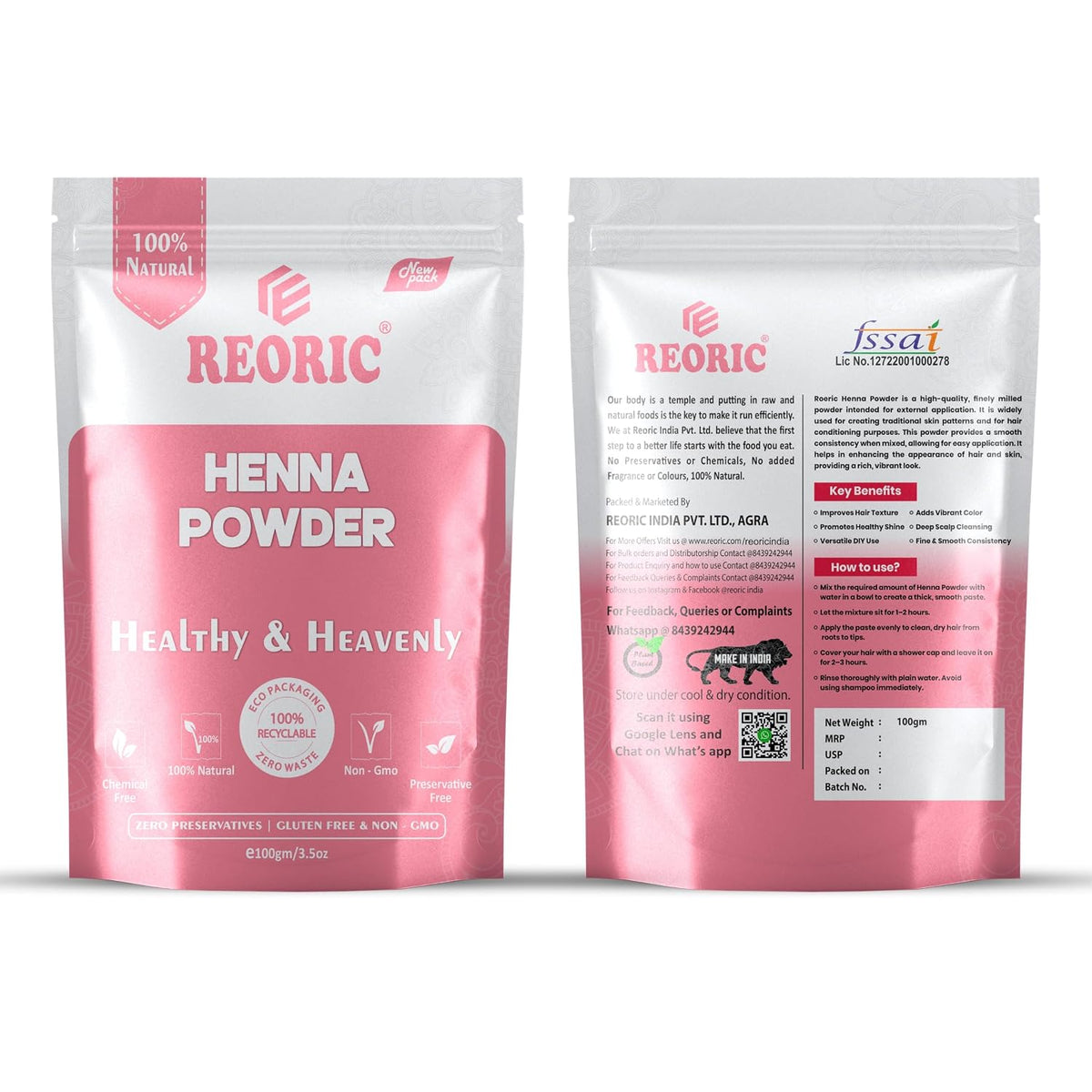 REORIC Henna Powder for Hair Color -100g