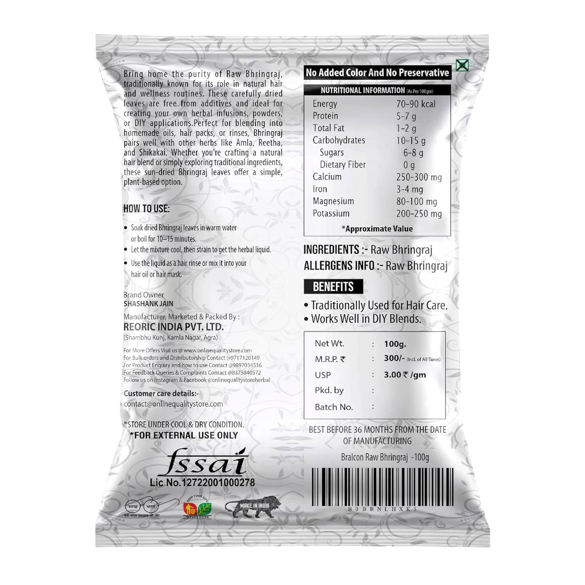 BRALCON Reetha Amla Shikakai Powder | Natural Hair Care Powder Set - 300 g , 100g Each | Chemical-Free | Hair Shampoo