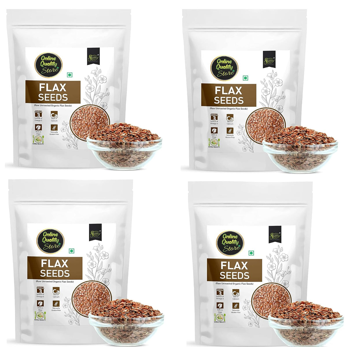 Online Quality Store Organic Flax Seeds -400g(100g x 4 Pack)|Flax Seeds for Hair Growth|Alsi