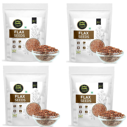 Online Quality Store Organic Flax Seeds -400g(100g x 4 Pack)|Flax Seeds for Hair Growth|Alsi
