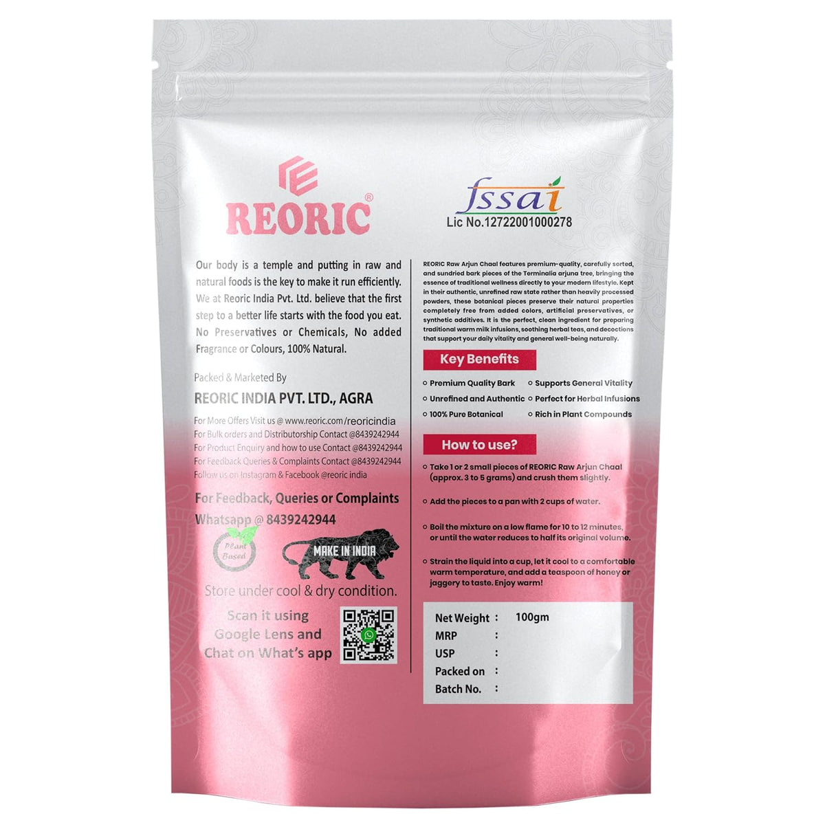 REORIC Raw Arjun Chaal -100g