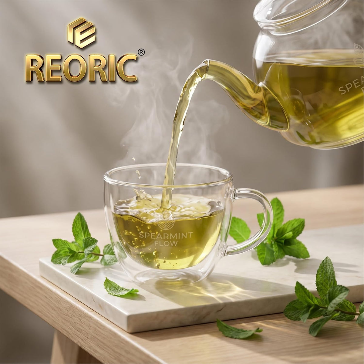 REORIC Spearmint Tea 50g | Dried Spearmint Leaves Herbal Infusion | Refreshing Loose Leaf Mint Brew | Daily Hot & Iced Beverage Drink