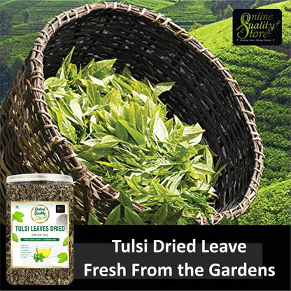 Online Quality Store Tulsi Leaves Tea - 50g | Pure Dried Tulsi Leaves Herbal Tea | Tulsi Tea helps in Boost Immunity