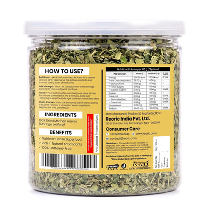 REORIC Moringa Herbal Tea 50g | Premium Dried Moringa Leaves Infusion | Smooth & Earthy Green Beverage | Daily Refreshment Drink