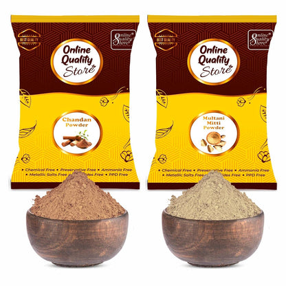 Online Quality Store Pure Organic Sandalwood Powder For Skin Whitening (Chandan Powder 150g) + Pure Multani Mitti Powder (250g), 400g