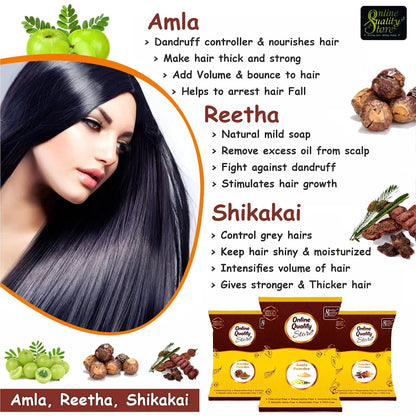 Amla Reetha Shikakai Bhringraj Powder - Organic offer of the day (350 Grams *4) - All are in separate packaging