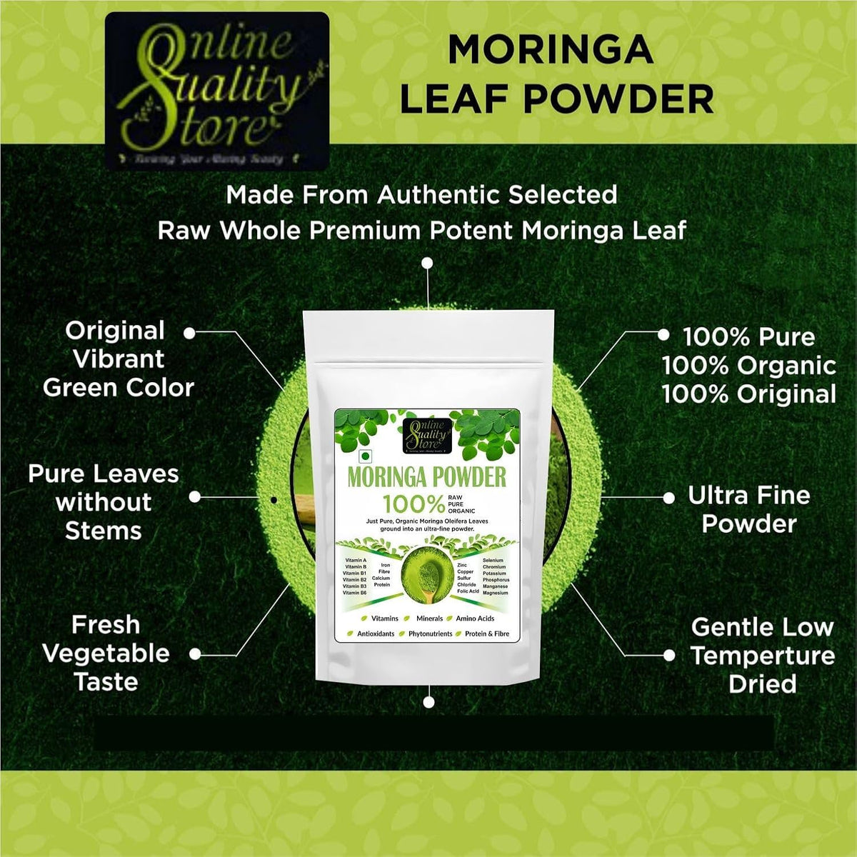 Online Quality Store Organic Moringa Leaf Powder - 100g for food,helps in Immunity Booster, Stress Relief, Improves Metabolism