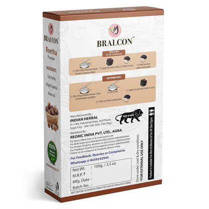 BRALCON Organic Amla, Reetha, Shikakai, Bhringraj, Hibiscus Powder Combo-500g (100g x 5 Pack)