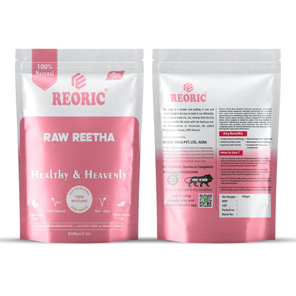 REORIC Raw Reetha Whole Dried Soapnuts for DIY Hair Wash & Scalp Cleansing, 100g