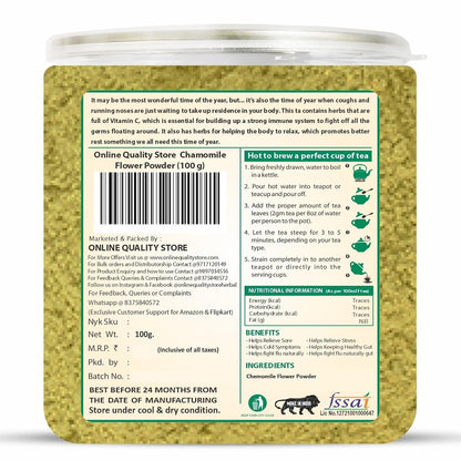 Online Quality Store Chamomile Flower Powder Tea - 100g | Chamomile Tea Powder Caffeine Free Herbal Tea