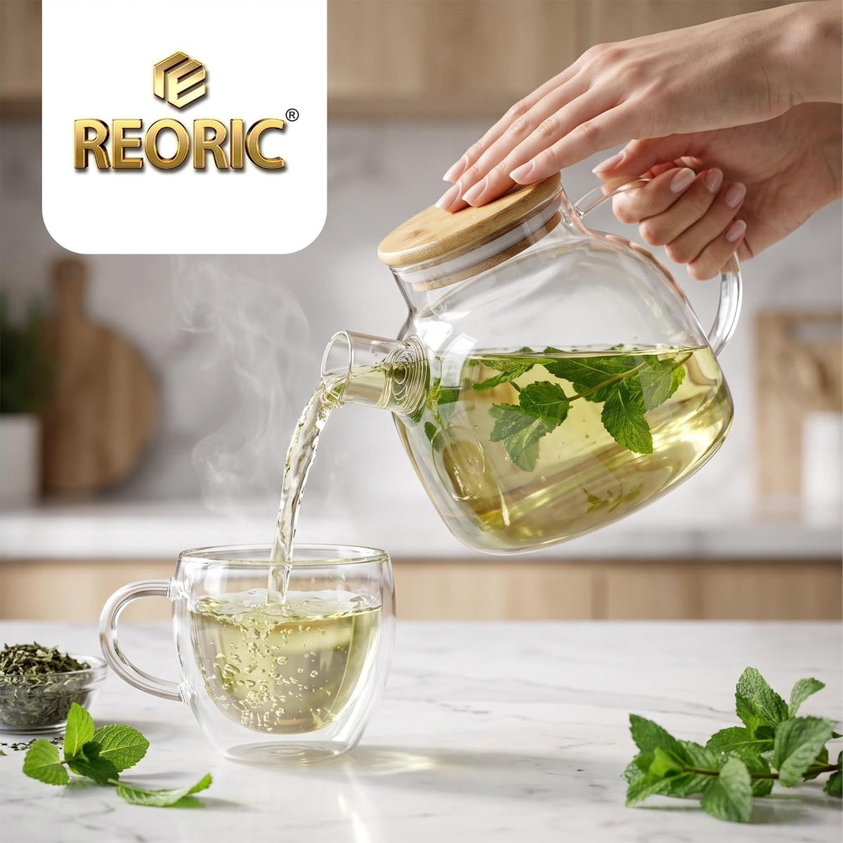 REORIC Mint Tea 50g | Refreshing Dried Mint Leaves Herbal Infusion | Cool Aromatic Loose Leaf Tea Blend | Daily Hot & Iced Beverage Brew