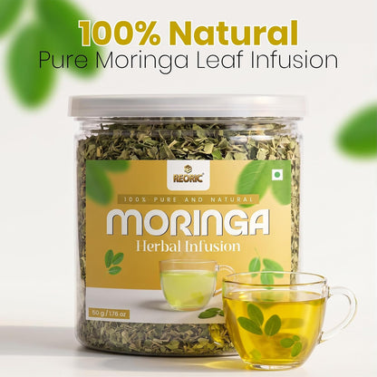 REORIC Moringa Herbal Tea 50g | Premium Dried Moringa Leaves Infusion | Smooth & Earthy Green Beverage | Daily Refreshment Drink