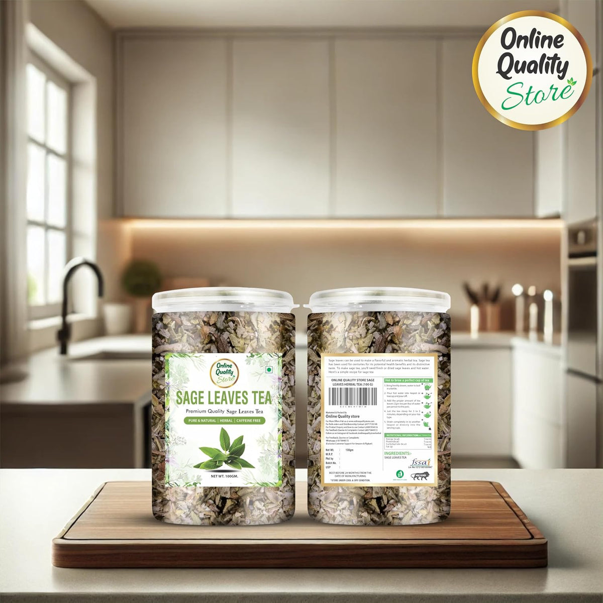 Online Quality Store Dried Sage Leaves Tea 100gm | 100% Pure & Original Sage Leaves Herbal Tea