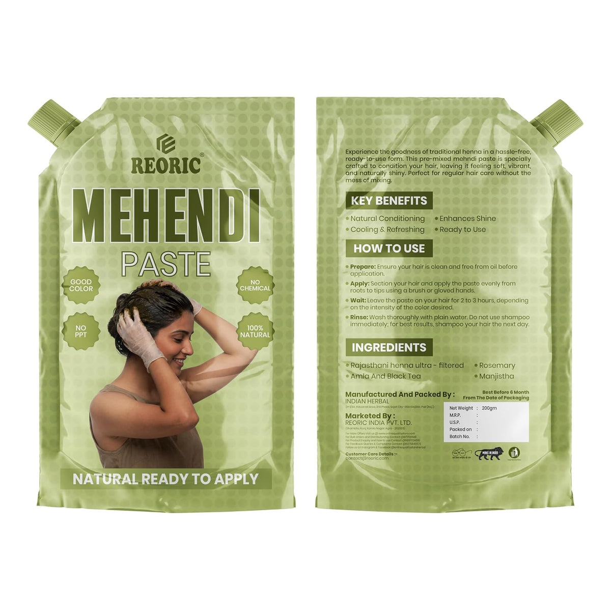 REORIC Ready to Use Henna Paste for Hair 200g