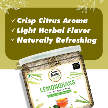 Online Quality Store Organic Lemongrass Herbal Tea - 50 Gm | Lemongrass Tea Leaves | Lemon Grass Herbal Green Tea