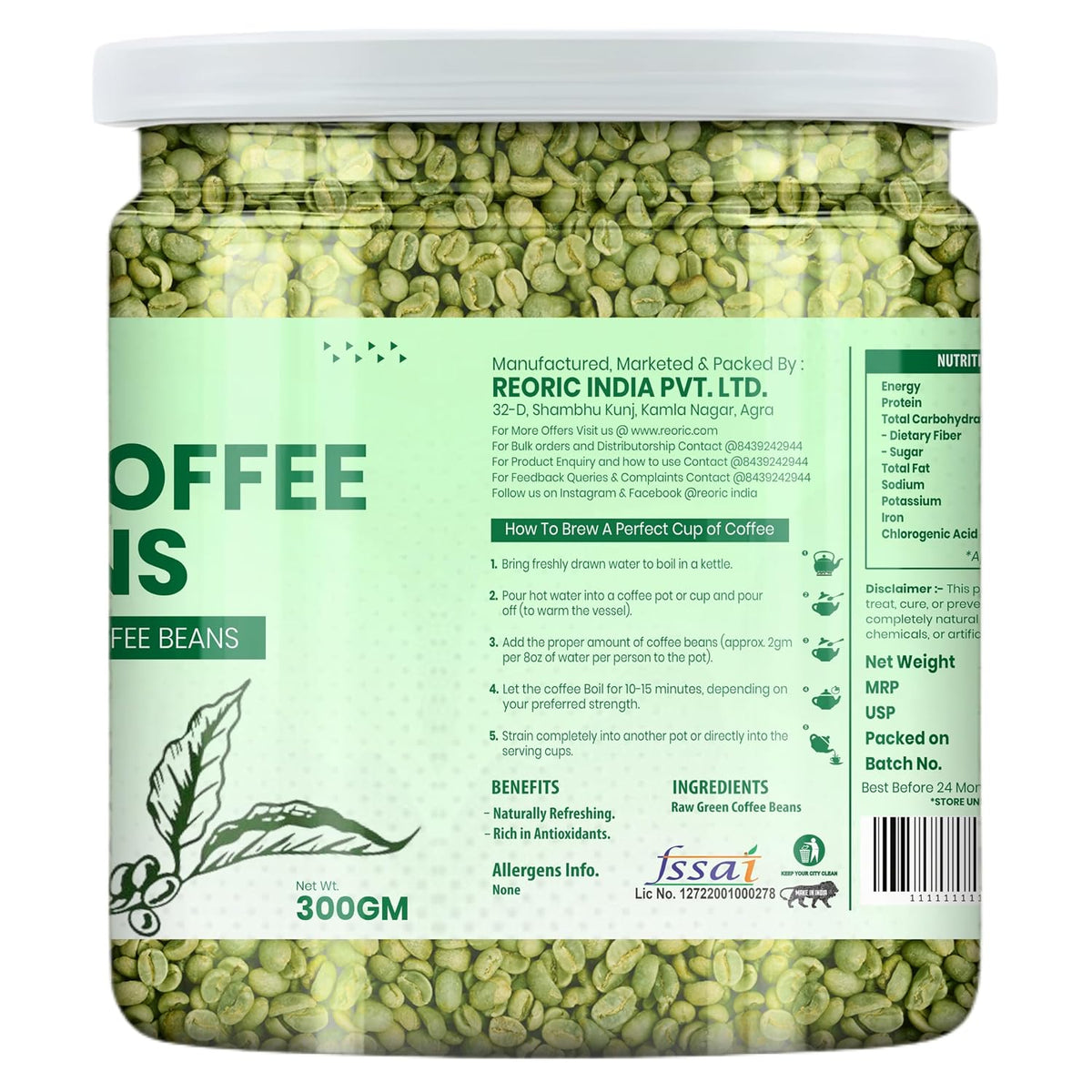 REORIC Green Coffee Beans 300g