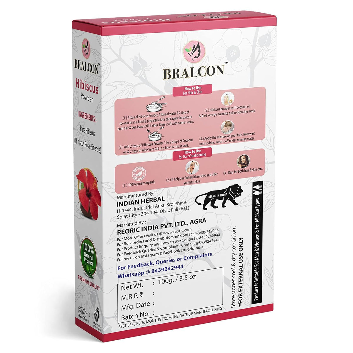 BRALCON Organic Hibiscus Powder-100g