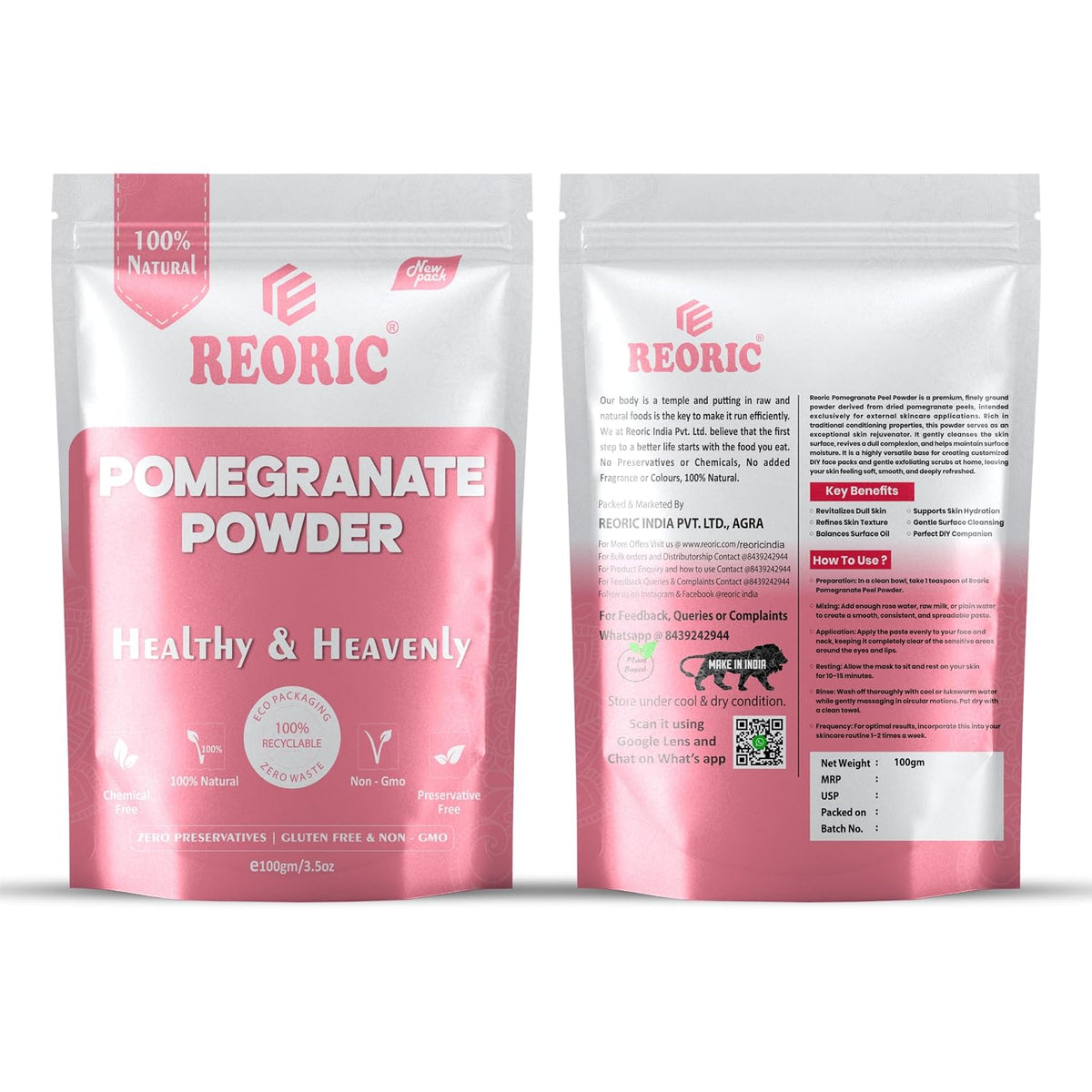 REORIC Natural Pomegranate Powder for Face Pack -100g