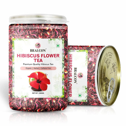 BRALCON Organic Herbal Tea Combo Pack- Hibiscus Flower Tea, Butterfly Pea Flower Tea, Rose Flower Tea, Lemongrass Tea- 400g(100g x 4)