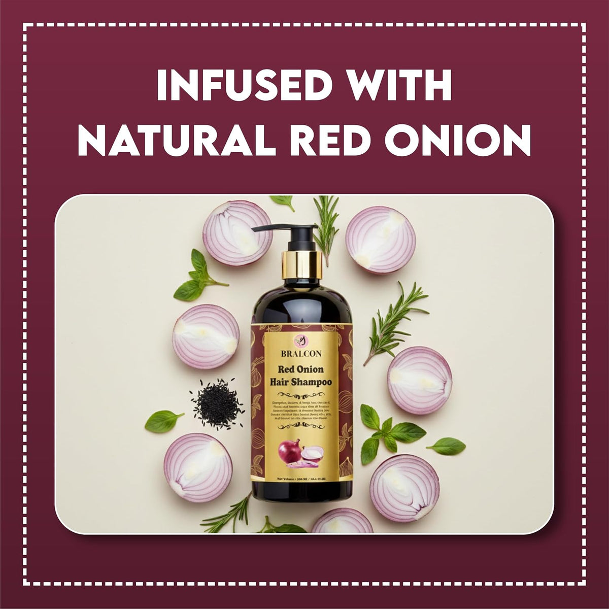 BRALCON Red Onion Hair Shampoo, Strengthens and Nourishes Hair - 300 ML