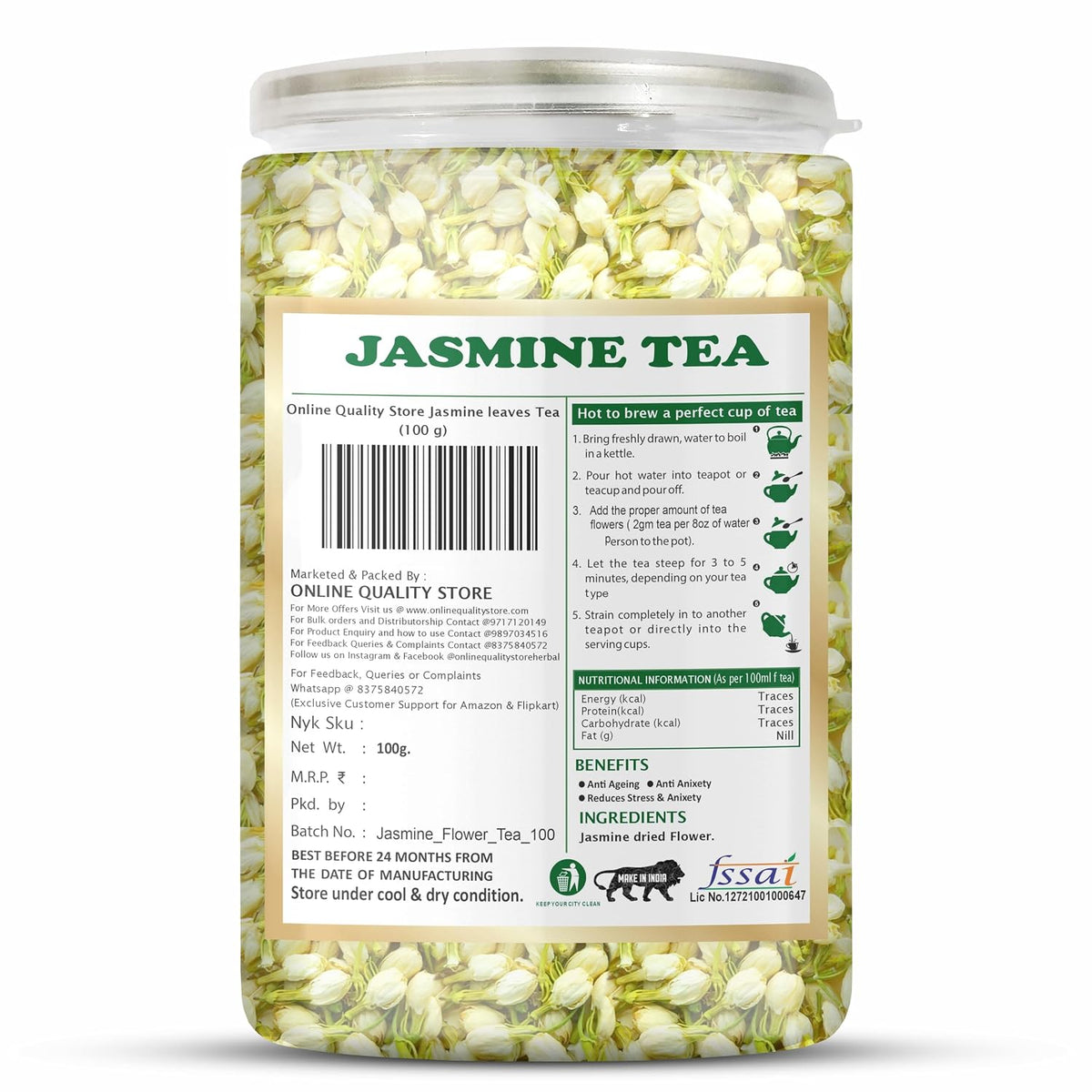 Online Quality Store Jasmine Flower Green Tea - 100g | Boost Immunity | Stress ReliefOnline Quality Store Jasmine Flower Green Tea - 100g | Boost Immunity | Stress Relief