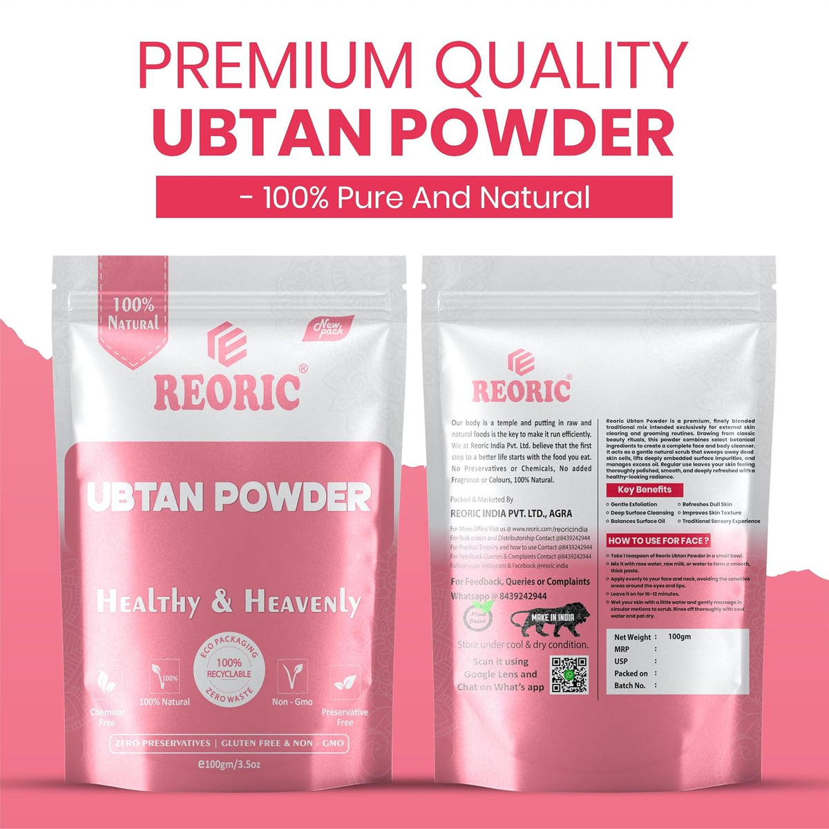 Reoric Pure Ubtan Powder for Face -100g