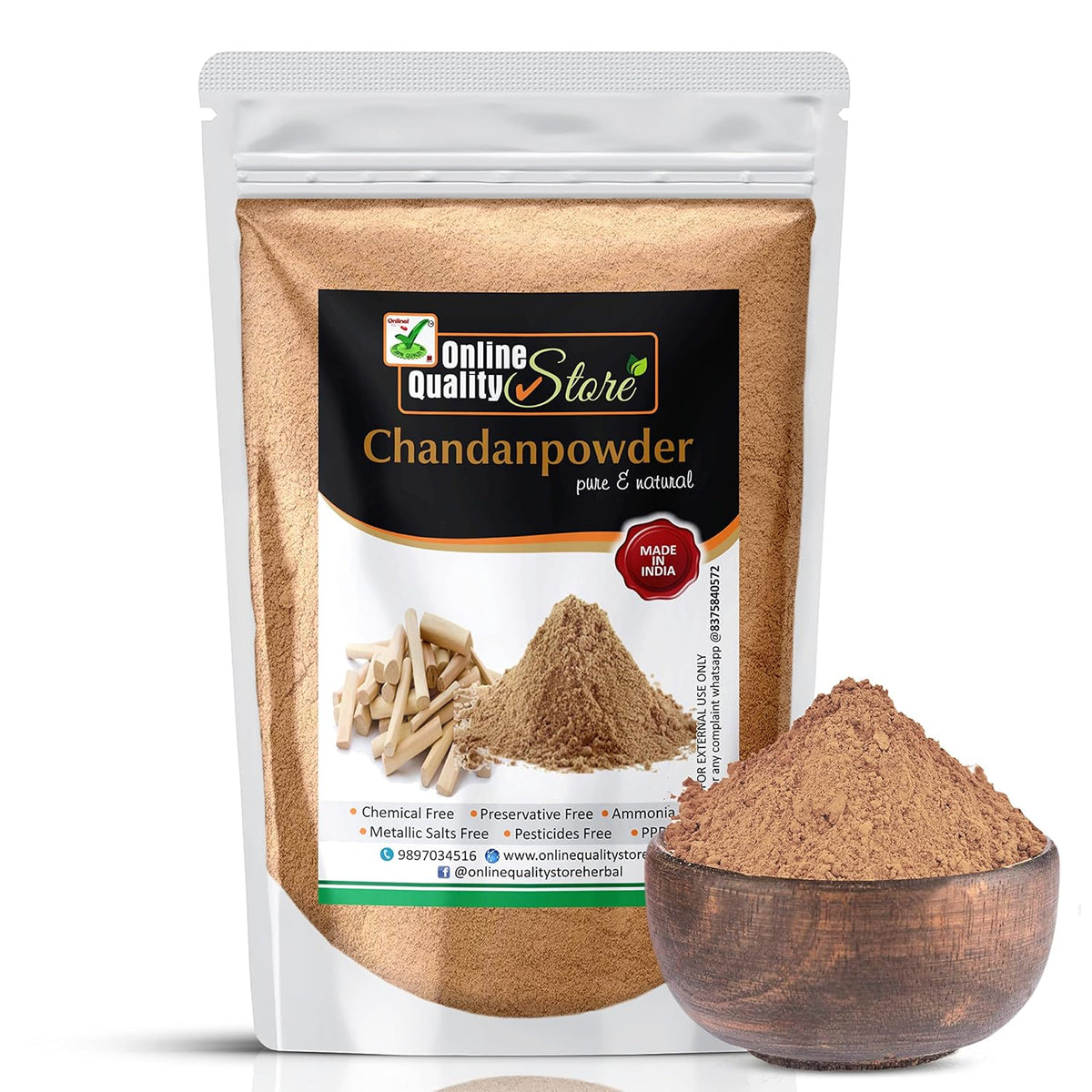 Online Quality Store Chan Pure Chandan powder for face 100% Herbal and Orignal Lab tested report attached (300 grams)