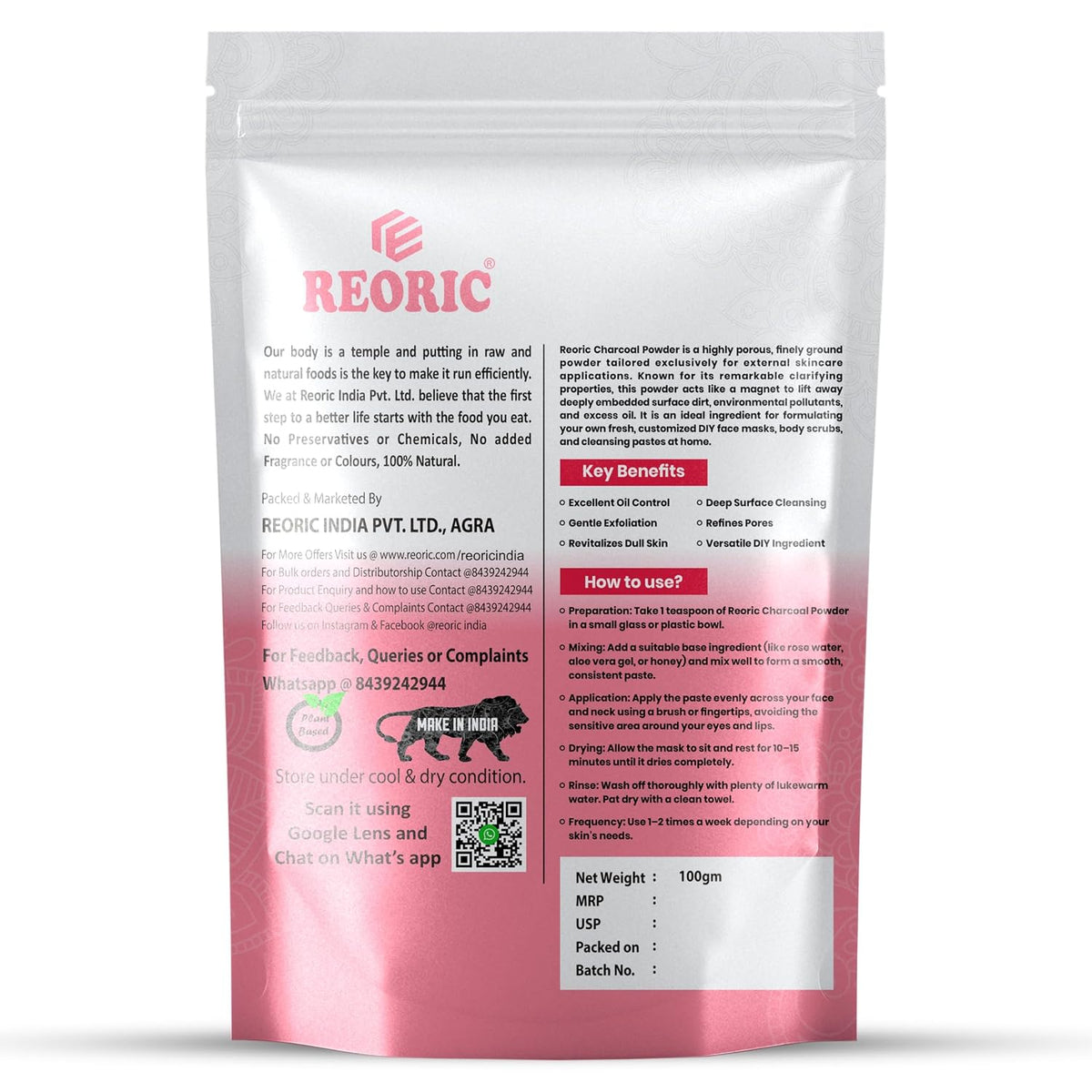 REORIC Activated Charcoal Powder 100g