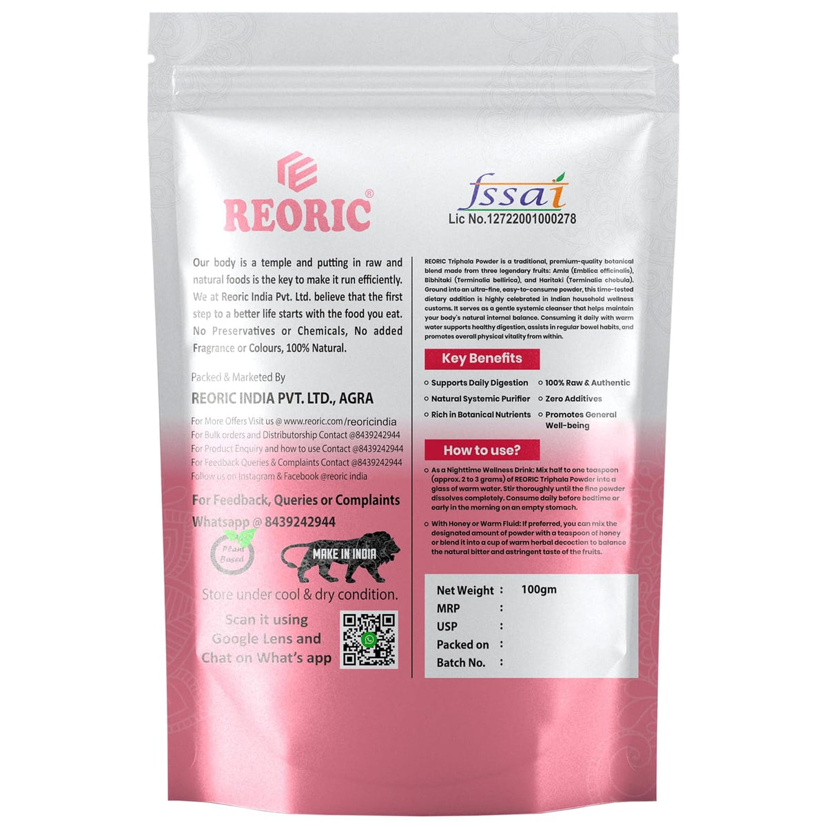Reoric Pure Triphala Powder -100g