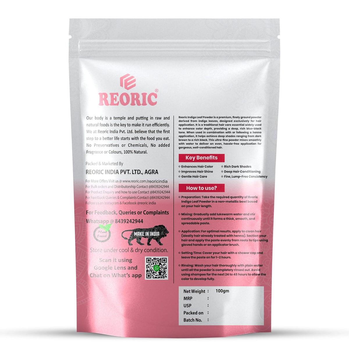 REORIC Indigo Leaf Powder for Hair Care -100g
