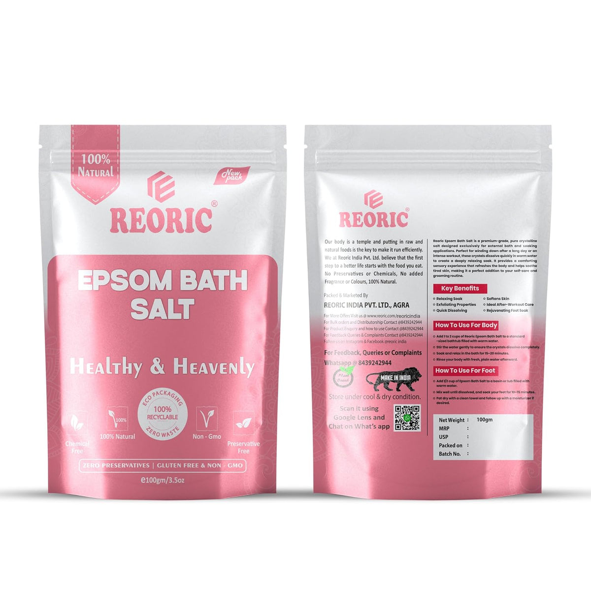 REORIC Pure Epsom Salt 100g
